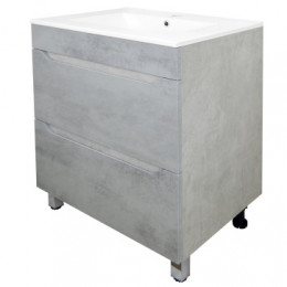 Комплект Тумба Florena 60 (810*610*470) с раковиной Leon 7506-60 Светлый Бетон
