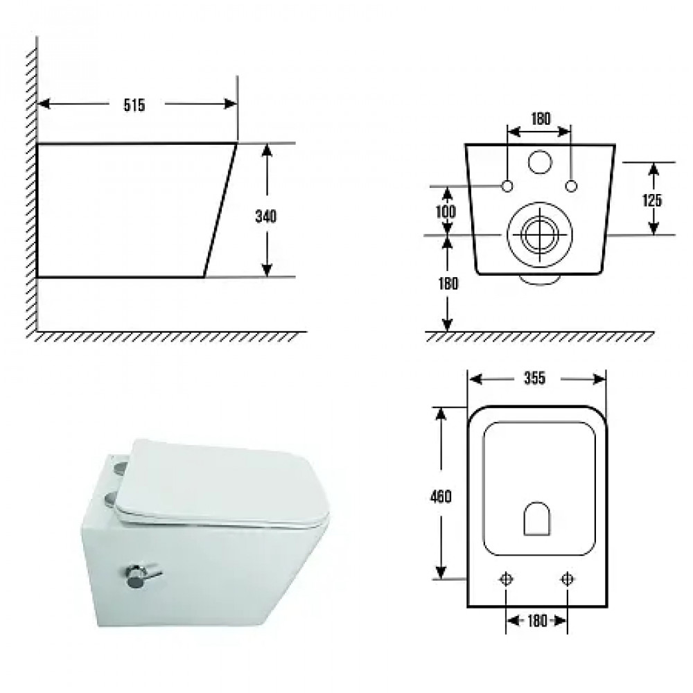 Dezi White BD унитаз подвесной с функцией биде, смыв Торнадо, с сиденьем дюропласт, микролифт (1 место)
