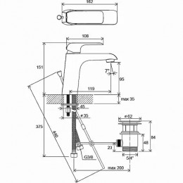 Смеситель для умывальника с донным клапаном FL 013.00