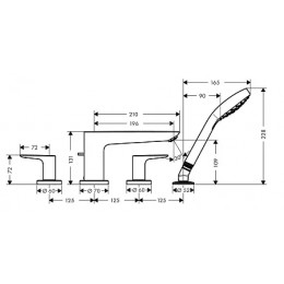 71748000 Talis E Смеситель на край ванны, на 4 отверстия (нужна скрытая часть 13244180)