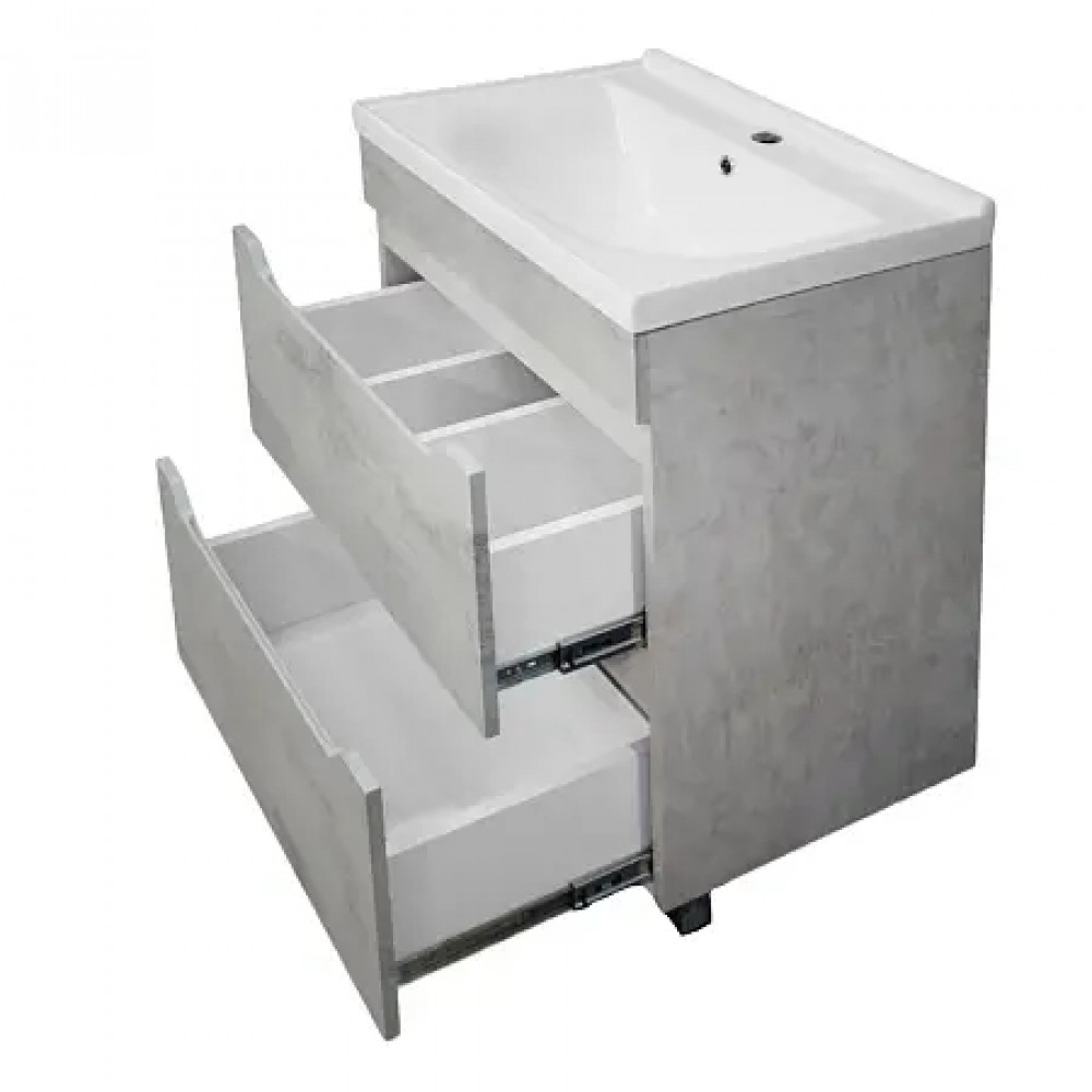 Комплект Тумба Florena 60 Светлый Бетон (810*610*470) с раковиной MONTE Neo 60