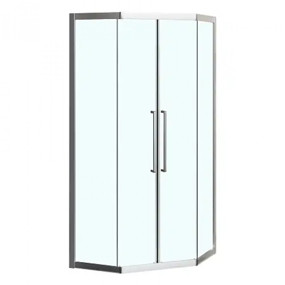 AZ-092K2-90-CH-CL Душевое ограждение OSAKA DIA-TD-90х90х195-CH-CL, прозрачное стекло 5 мм, профиль хром, две двери сдвижные