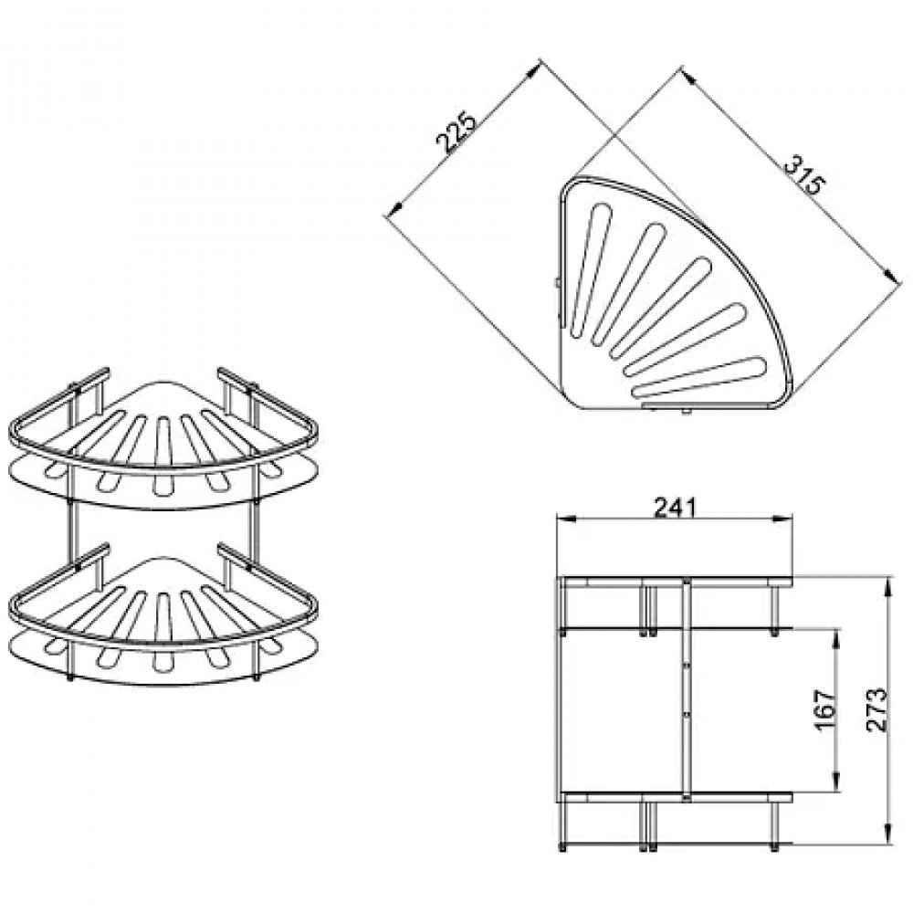 AZ-836-2 Полка угловая двухэтажная, хром