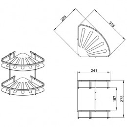 AZ-836-2 Полка угловая двухэтажная, хром