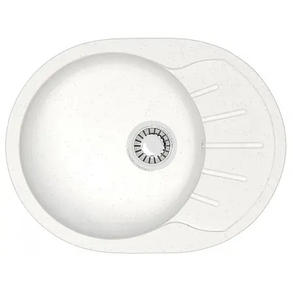 AZARIO кухонная мойка Light (575х440х215) Белая (сифон + герметик)