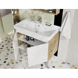 Сканди 80 Тумба Doors Белый/Дуб Рустикальный (БЕЗ УМЫВАЛЬНИКА Адриана-80)