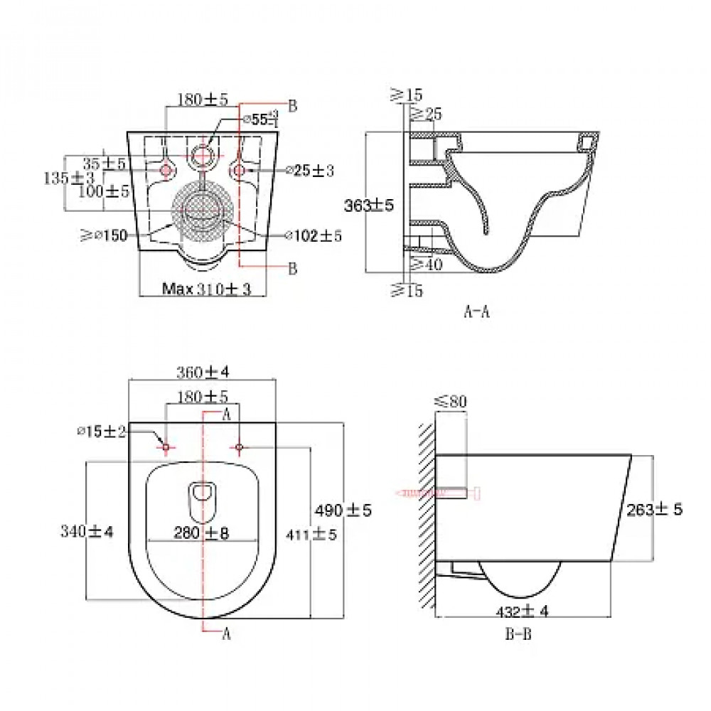 Velo Унитаз подвесной с функцией торнадо, с сиденьем микролифт, дюропласт. 490*360*360mm (1 место)