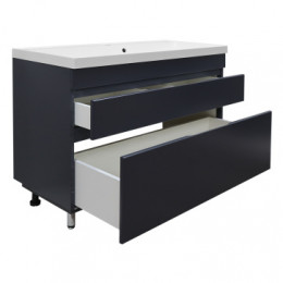 Комплект Тумба Эстима 100/2Н напольная с раковиной Астория 100 Графит