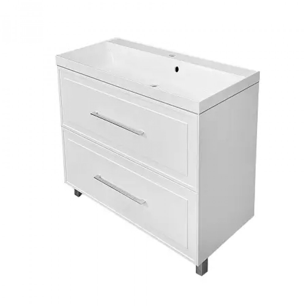 Комплект Тумба Belloni 100/2Н БЕЛЫЙ МАТ напольная под раковину Астория 100