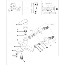 LEYA Смеситель для ванны с коротким изливом, хром