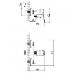 ELVIS Смеситель для душа с полным душевым набором, хром