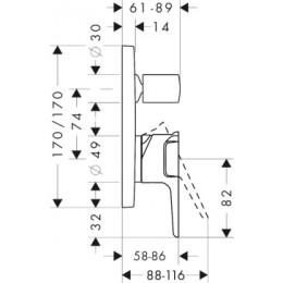36455000 AXOR Citterio E Термостат с запорным вентилем, СМ