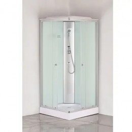 Душевая кабина CS-6411F, 100*100*215 низкая, белая, квадратная, стекло 4мм, поддон 13 см (4 места)