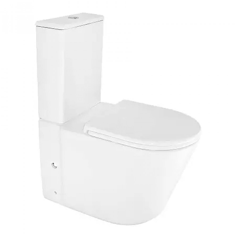 LANDER Унитаз напольный безободковый в комплекте с бачком и сиденьем дюропласт микролифт, смыв ТОРНАДО . Размер 670x415x845 мм (2 места)