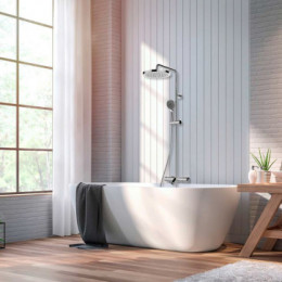 ELIOS Душевая стойка, с термостатическим смесителем для ванны, верхний душ Ø250 мм., ручной душ, цвет хром