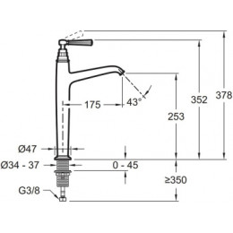 E24309-BGG CLEO 1889 Высокий смеситель для раковины без д/к, глянцевое золото