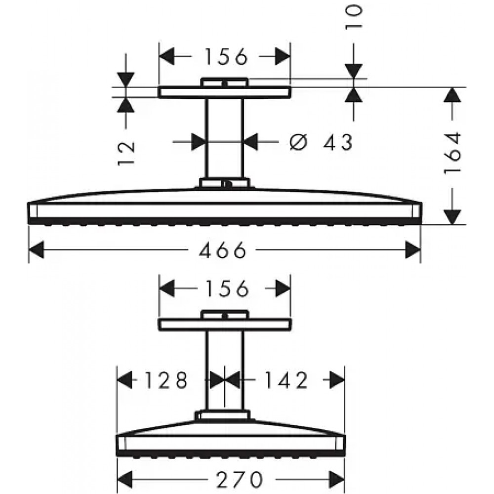 24002400 Rainmaker Select Верхний душ 460 1jet с потолочным подсоединением, белый/хром
