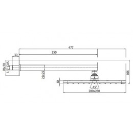Верхний душ Bossini COSMO, 280х280 мм, с кронштейном 400 мм, латунь, черный матовый