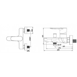 LEYA Смеситель для ванны с коротким изливом, хром