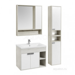 Флай 80 Тумба белый, дуб крафт (БЕЗ УМЫВАЛЬНИКА "Миранда-80")