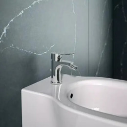 BC487AA ALPHA Смеситель для биде с пластиковым донным клапаном, система монтажа EASY-FIX (облегченны