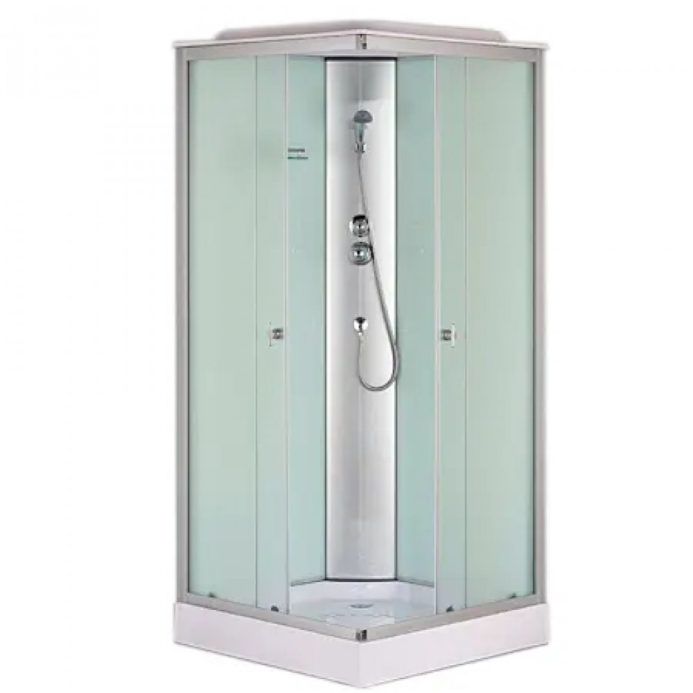 Душевая кабина CS-6411F, 100*100*215 низкая, белая, квадратная, стекло 4мм, поддон 13 см (4 места)