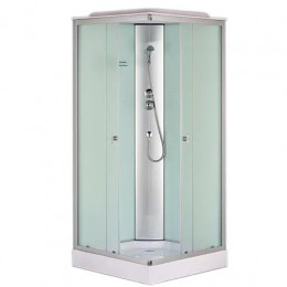 Душевая кабина CS-6411F, 100*100*215 низкая, белая, квадратная, стекло 4мм, поддон 13 см (4 места)