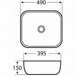 AZ-2143 Раковина накладная. Размер 490*395*150 глянец белая