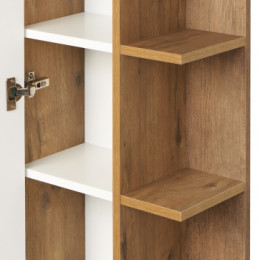 Сканди Шкаф-колонна с зеркалом Белый/Дуб Рустикальный