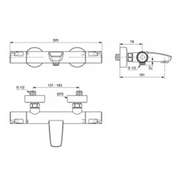A7223AA Ceratherm T50 Настенный термостатический смеситель для ванны/душа