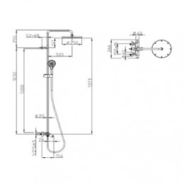 ELIOS Душевая стойка, с термостатическим смесителем для ванны, верхний душ Ø250 мм., ручной душ, цвет хром