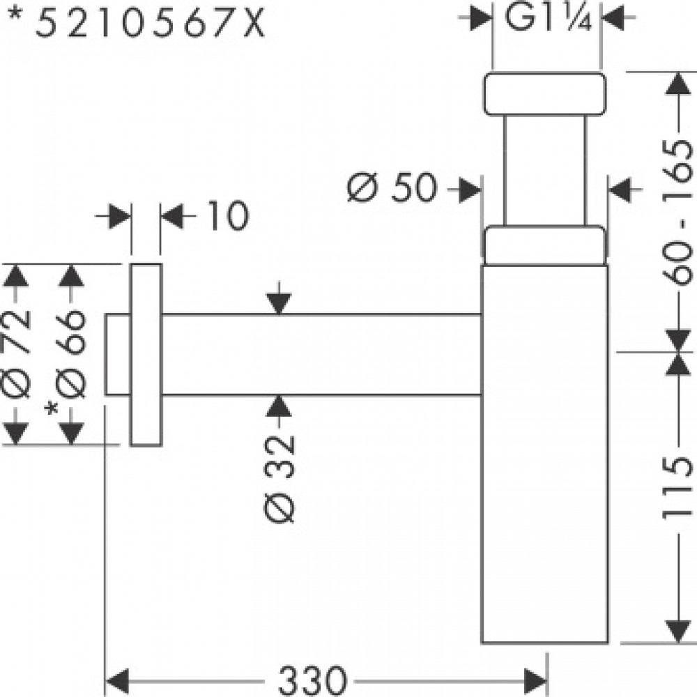 52105140 HG Flowstar S сифон, шлифованная бронза