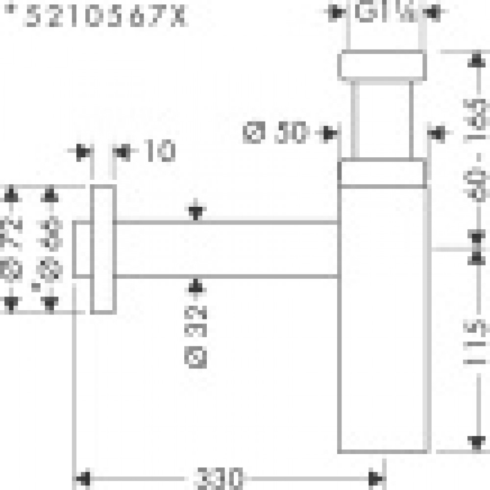 52105140 HG Flowstar S сифон, шлифованная бронза