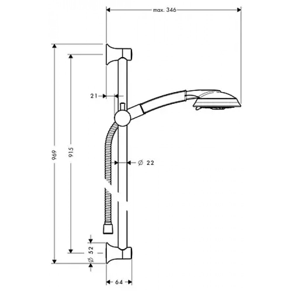 27841000 Душевой набор Raindance Classic 100 AIR3jet/Unica'Classic 0,90 м, ½’