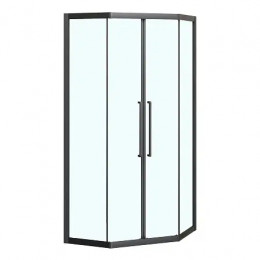 AZ-092K2-90-MB-CL Душевое ограждение OSAKA DIA-TD-90х90х195-MB-CL, прозрачное стекло 5 мм, профиль матовый черный, две двери сдвижные