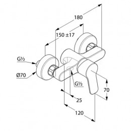 KLUDI PURE&EASY Однорычажный смеситель для душа
