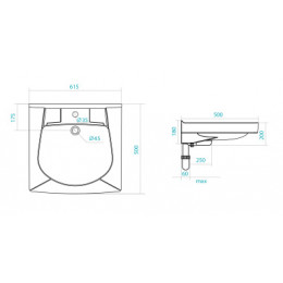 Умывальник "Пилот -50" креп/сифон/крон 500*600