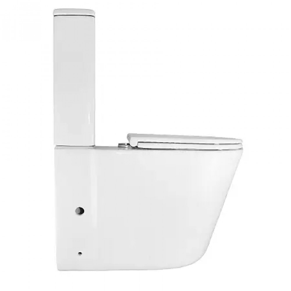 LANDER Унитаз напольный безободковый в комплекте с бачком и сиденьем дюропласт микролифт, смыв ТОРНАДО . Размер 670x415x845 мм (2 места)