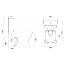 Унитаз-компакт безободковый "Нео" rimless (стандарт: 2-реж., дюро, метал крепеж, softclose, тонкое)