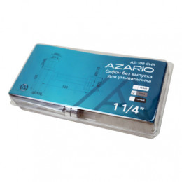 Сифон без выпуска для умывальника G 1 1/4 латунь, квадрат, ХРОМ, блистер. AZARIO, AZ-109-CHR