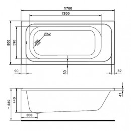 ЛАММА ванна акриловая прямоугольная 170х80 белая