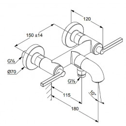 Смеситель ванна/душ, KLUDI NOVA FONTE, PURISTIC