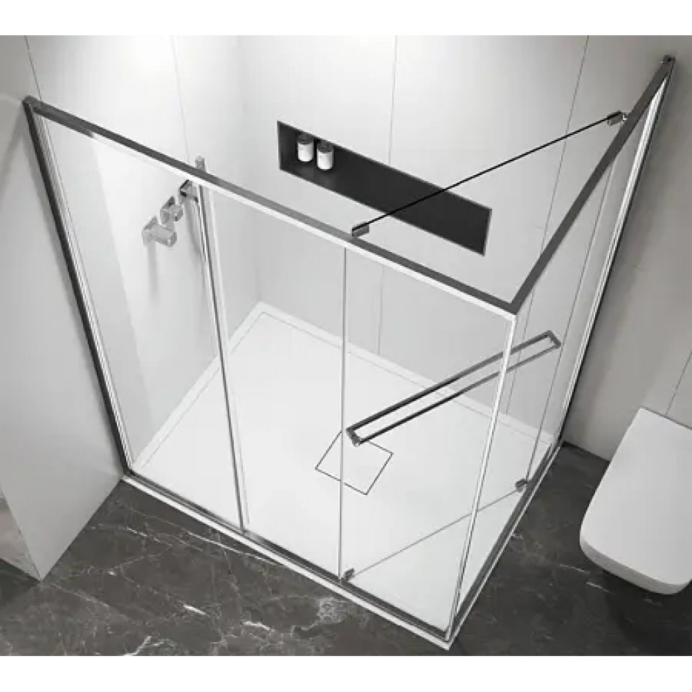 AZ-L47-100-MB-CL Душевое ограждение MONAKO SQS-100х100х195-MB-CL, прозрачное стекло 6 мм, профиль матовый черный