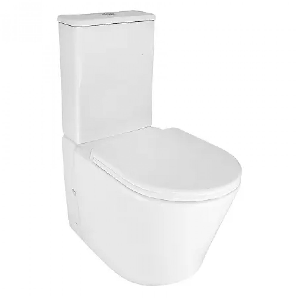 LANDER Унитаз напольный безободковый в комплекте с бачком и сиденьем дюропласт микролифт, смыв ТОРНАДО . Размер 670x415x845 мм (2 места)