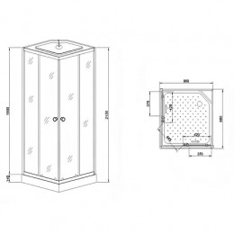 CS-992EATM/W-90 Душ. Кабина 880x880x2150 поддон 14 см