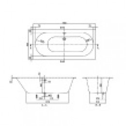 OBERON Ванна квариловая 190х90 с ножками, Альпийский белый
