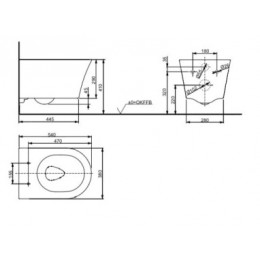 TOTO GP  CW553Y  Унитаз подвесной,380х540х335, безободковый,+Сиденье для унитаза GP в комплекте с креплением (металл, пластик)/ WC seat ТОТО TC524EU