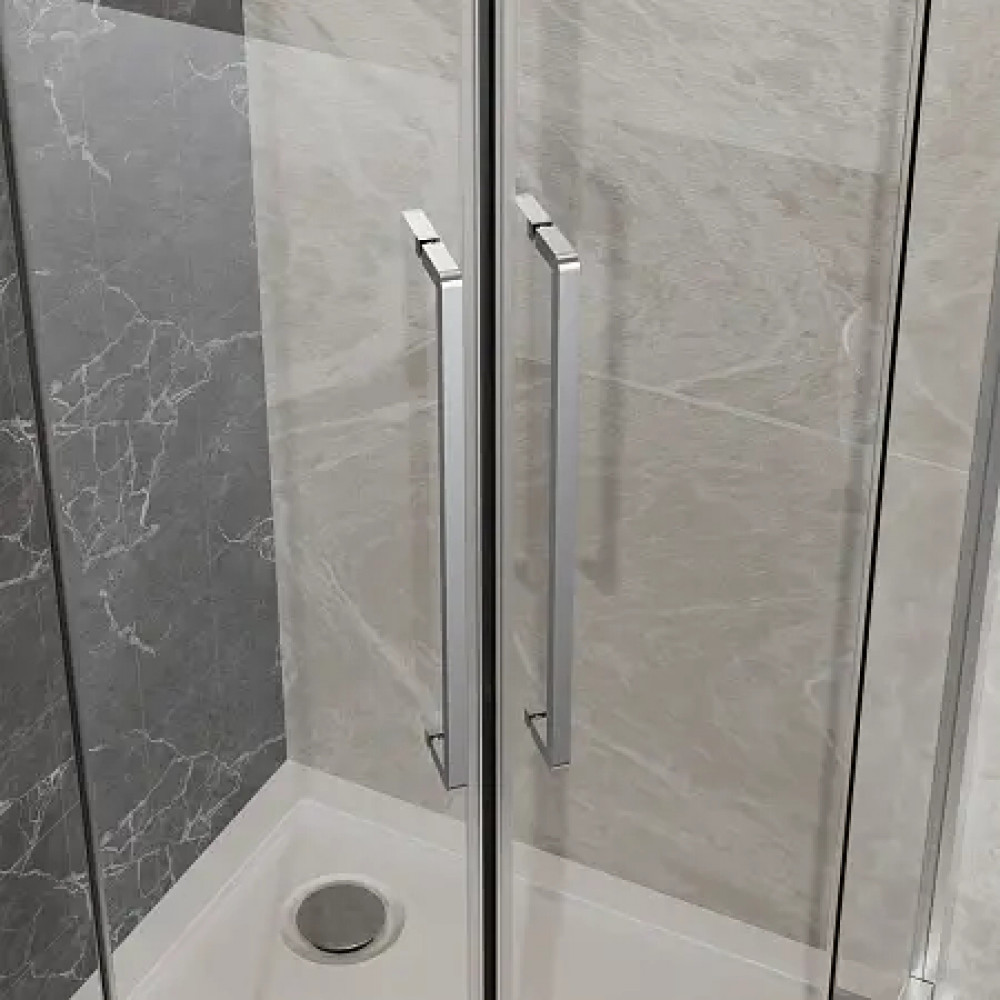 AZ-092K2-100-MGR-CL Душевое ограждение OSAKA DIA-TD-100х100х195-MGR-CL, прозрачное стекло 5 мм, профиль матовый графит, две двери сдвижные