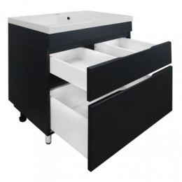 Комплект Тумба Эстима 70/2Н напольная с раковиной Астория 70 Графит