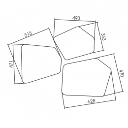 AZARIO зеркало Bionic бесконтактный сенсор, 3 элемента, парящая подсветка (в стену)